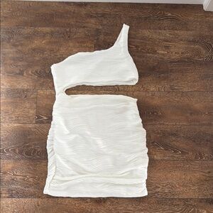 Cream Asymmetrical One-Shoulder Bodycon Dress